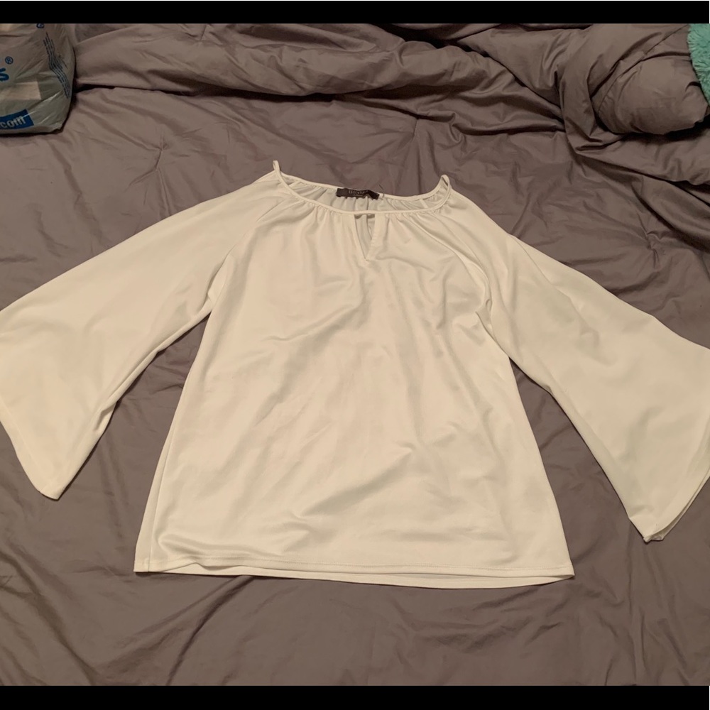 White cold shoulder top